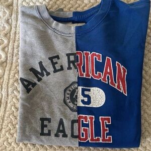 American Eagle Outfitters Two-Tone Crewneck Sweatshirt - Gray & Blue